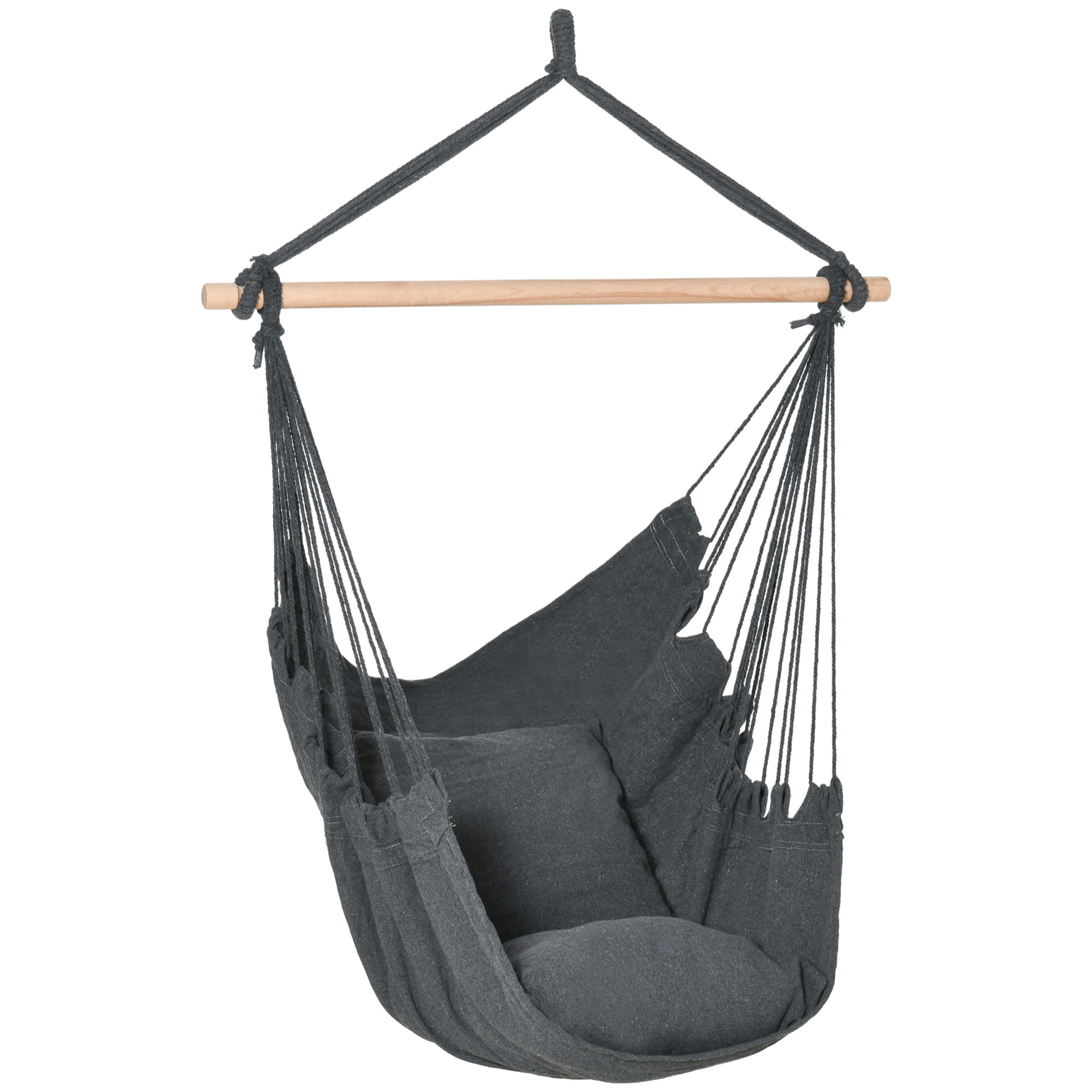 Chaise suspendue fauteuil suspendu chaise de détente coussins assise dossier coton polyester anthracite
