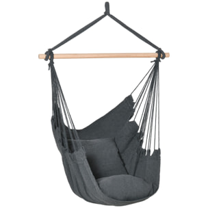 Chaise suspendue fauteuil suspendu chaise de détente coussins assise dossier coton polyester anthracite