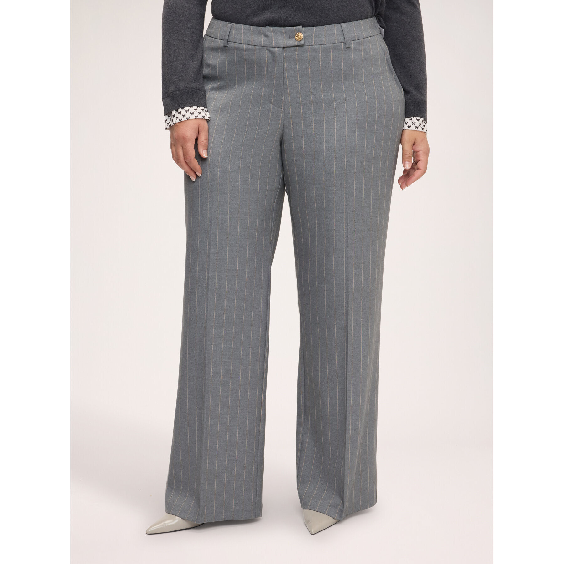 Fiorella Rubino - Pantaloni Wide Leg gessati - Grigio