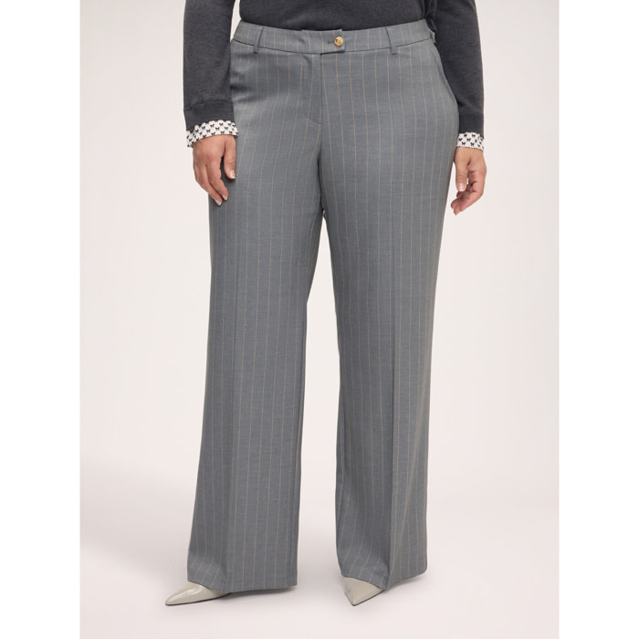 Fiorella Rubino - Pantaloni Wide Leg gessati - Grigio