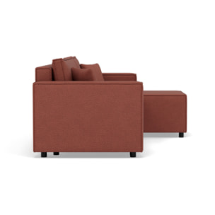 Jonas - canapé d'angle réversible 4 places convertible avec coffre en tissu texturé - Rose