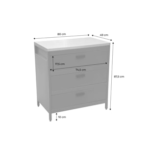 Cuisine d'extérieure en acier bleu gris avec 3 tiroirs L80cm