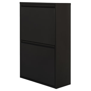 Well home - cubo de basura y reciclaje metálico de 4 compartimentos, 4x17l (68l) negro mate