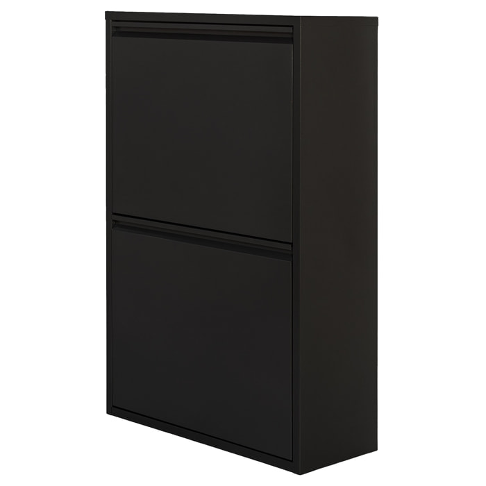 Well home - cubo de basura y reciclaje metálico de 4 compartimentos, 4x17l (68l) negro mate