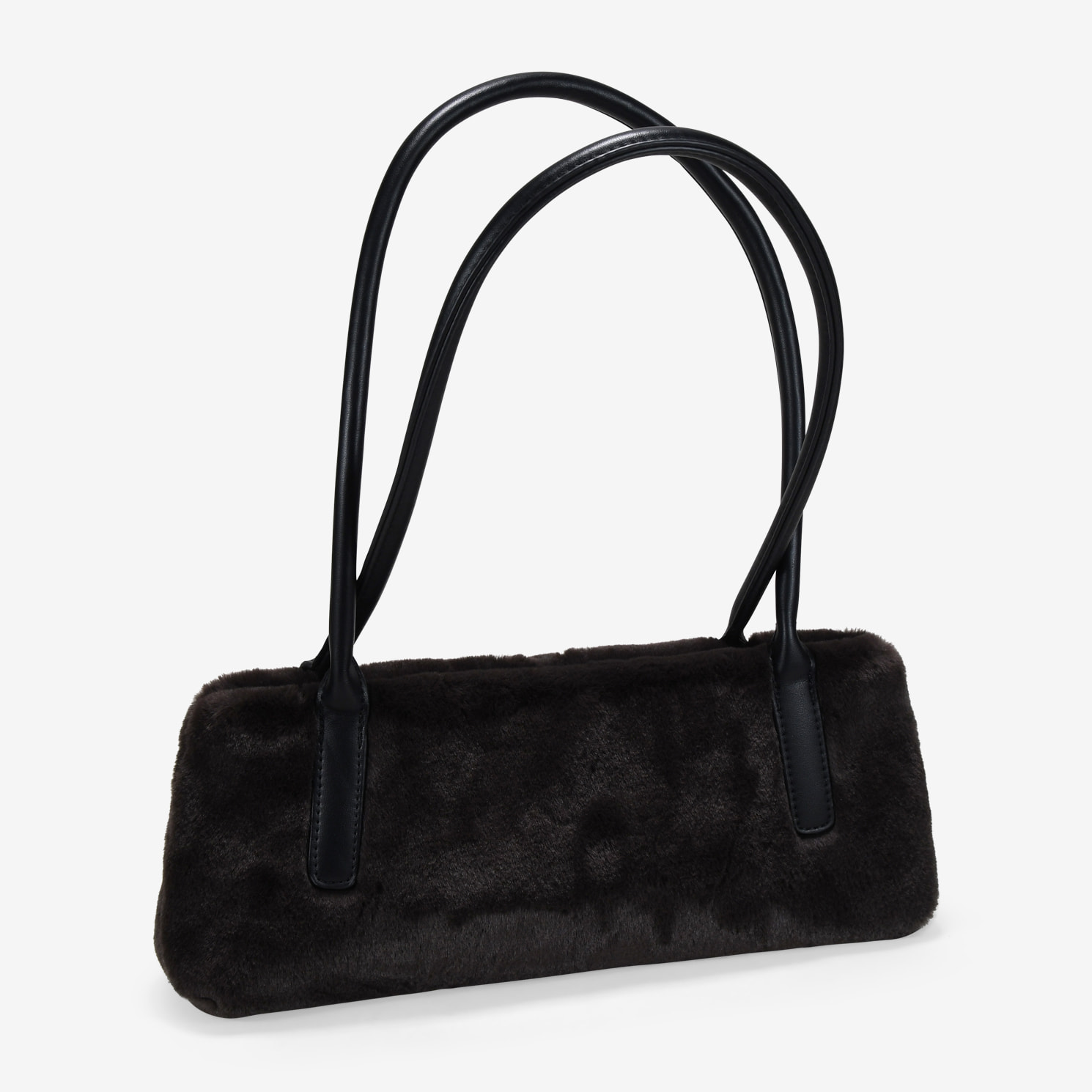 Bolso de hombro marrón con pelo