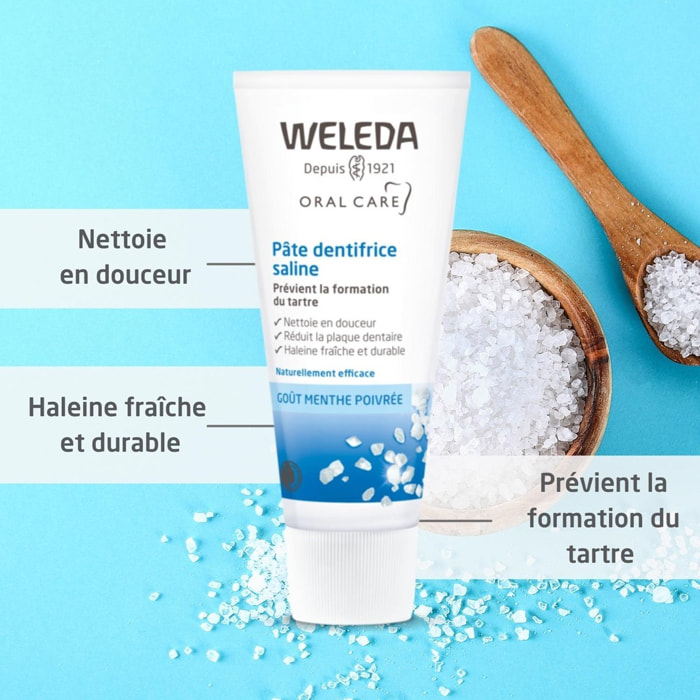 WELEDA - Trio Pâte dentifrice saline - Prévient la formation du tartre - Certifié Natrue** -Tube 75 ml  x 3