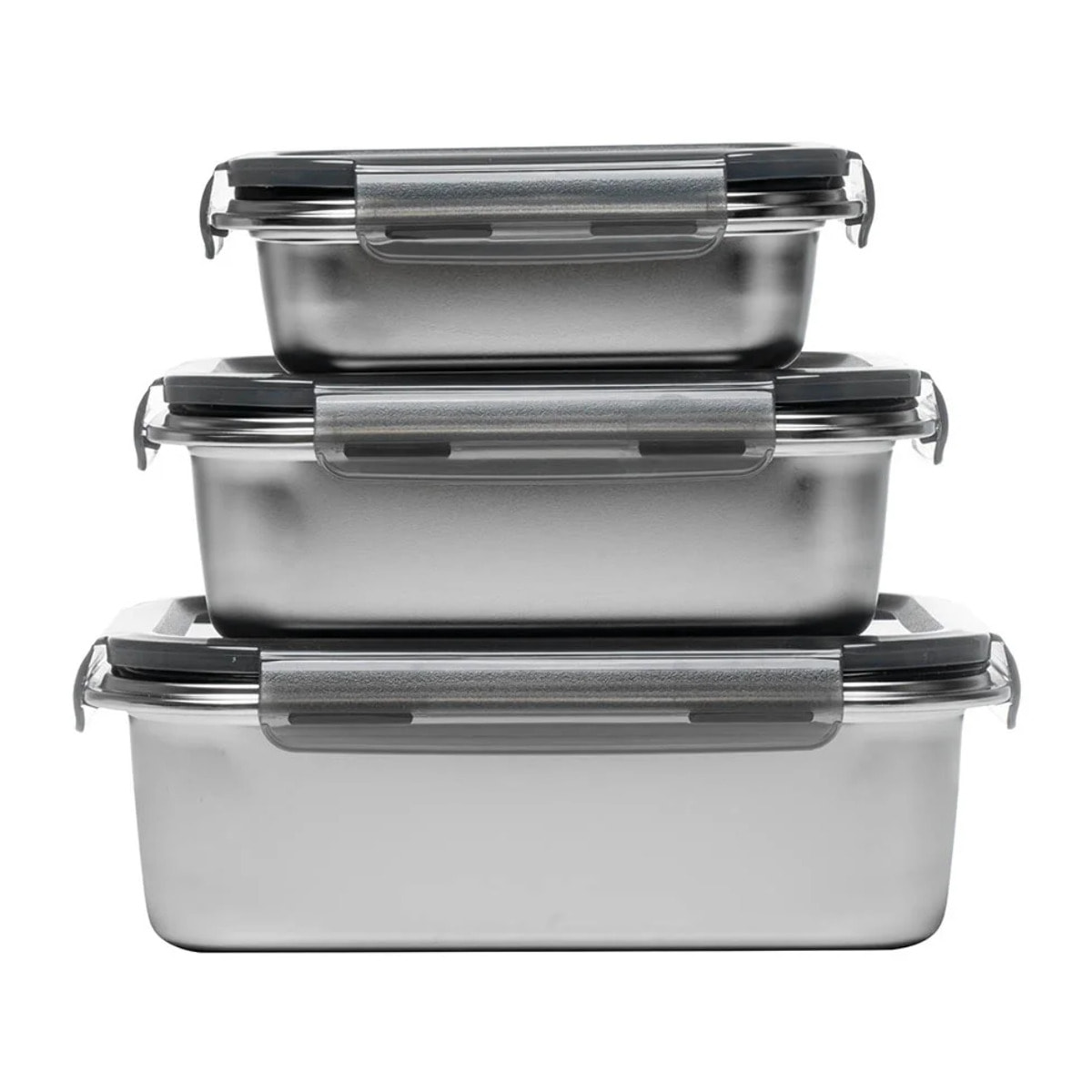 Lot de 3 boîtes rectangulaires en inox (650, 1300, 2250 ml)