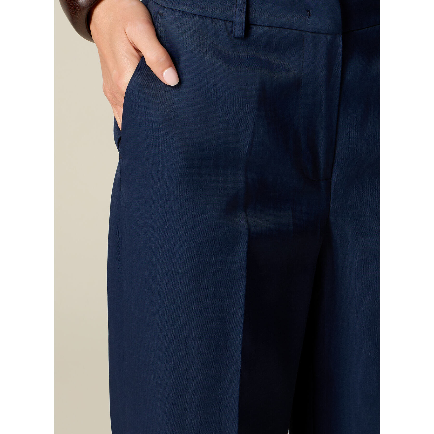 Oltre - Pantaloni palazzo misto lino - Blu
