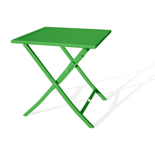 MARIUS - Table de jardin pliante en aluminium vert prairie