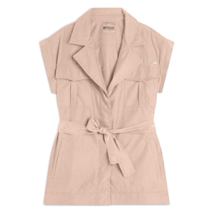 Trench donna senza maniche con cintura in vita