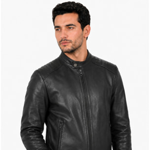 Giubbino in vera pelle di vitello Nero