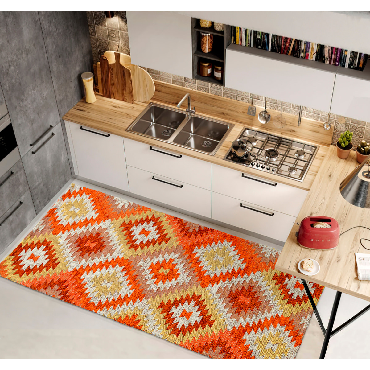 Passatoia Guida Tappeto Cucina Arancio