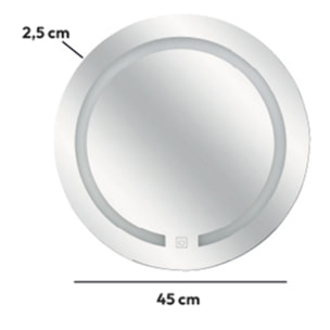 Miroir rond à led 45cm