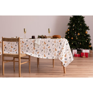 Nappe nöel anti-tâches 100% coton FURRY BLANC