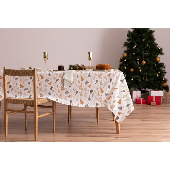 Nappe nöel anti-tâches 100% coton FURRY BLANC