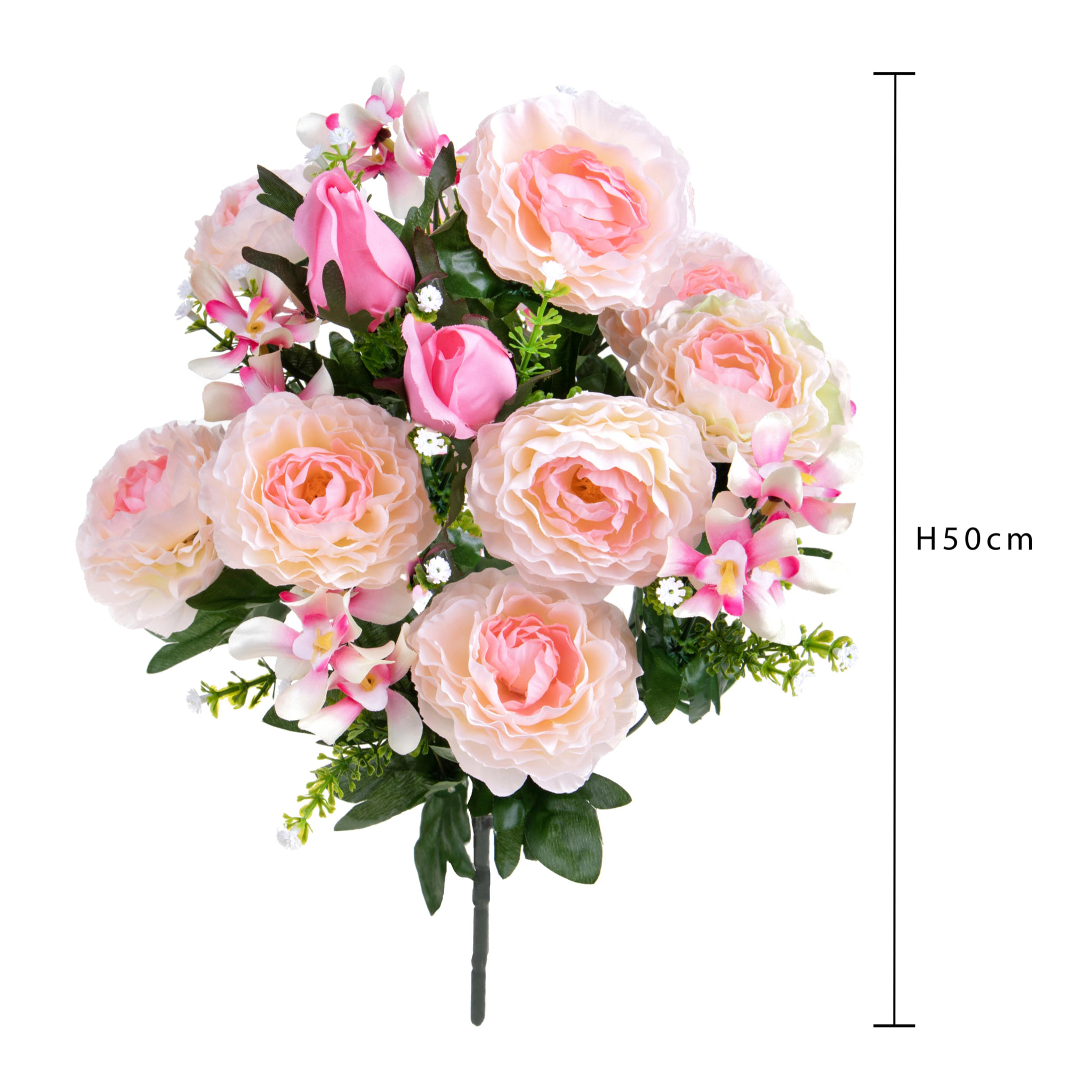 Bouquet Ranuncoli/Orchidea X 18 50 Cm - Pezzi 2 - 17X50X16cm - Colore: Rosa - Bianchi Dino - Cespugli Fiori Misti