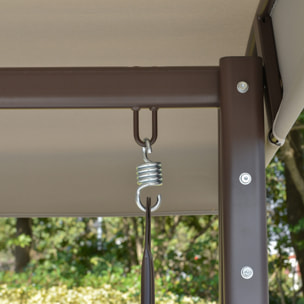 Columpio Balancín de Jardín de 3 Plazas con Techo Parasol 2 Cojines Bandeja para Bebidas y Marco de Metal para Terraza Balcón Exterior Carga Max. 360 kg 116x206x183 cm Gris