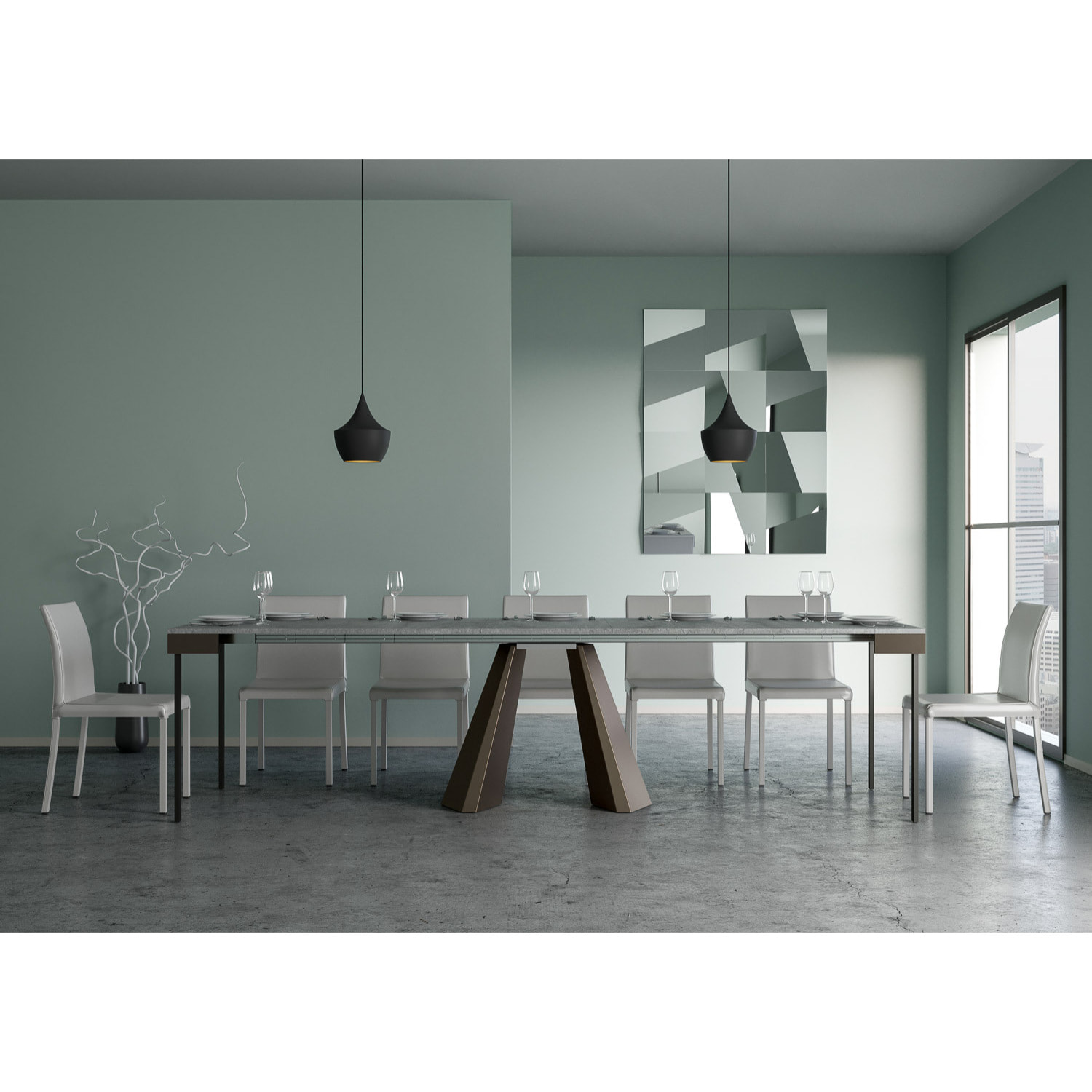 Consolle allungabile 90x40/300 cm Diamante Evolution Cemento telaio Orso.