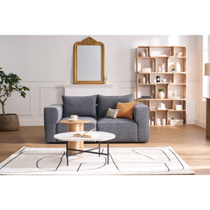 Module d'angle gauche pour canapé en tissu chiné gris foncé KERRY