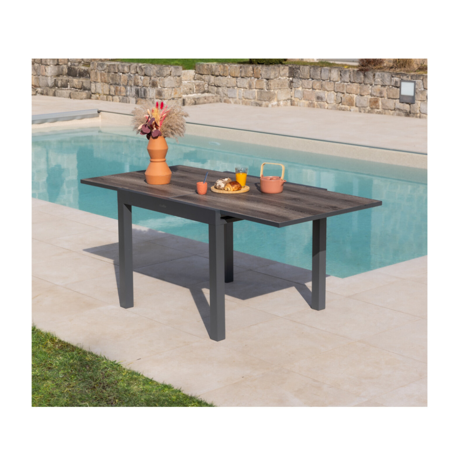 HONFLEUR BEZIERS CHENE - Ensemble table et chaises de jardin  - Gris Anthracite