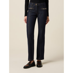 Oltre - Jeans regulares con cadenas metálicas - Azul