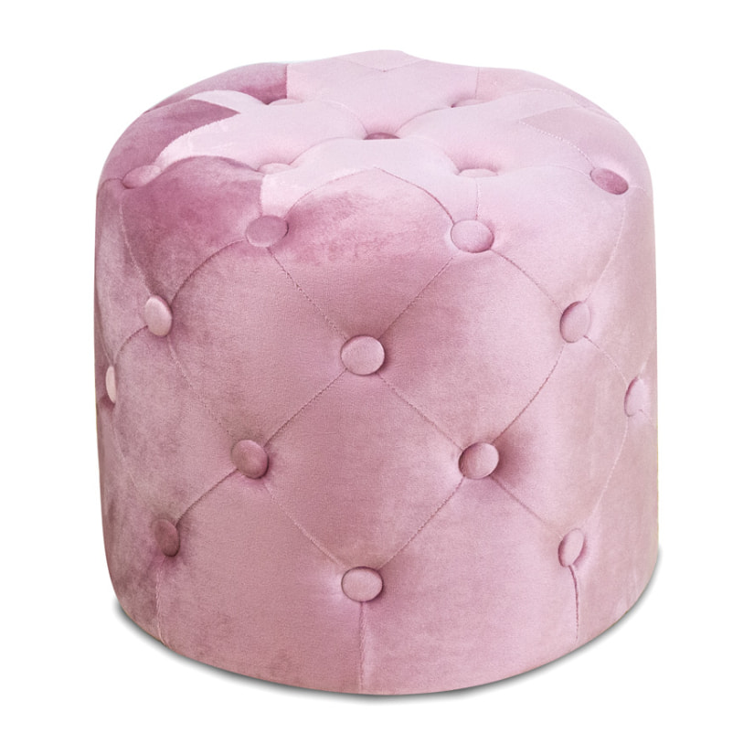 Pouf Poggiapiedi Rotondo Seduta In Velluto Velvet Parigi Rosa Antico