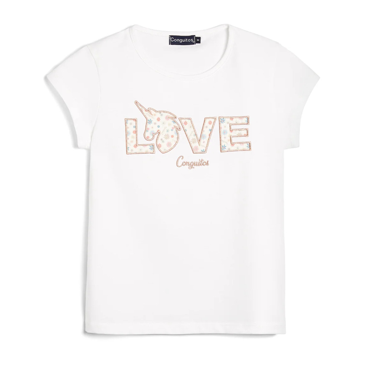 Camiseta de Niña Estampado Unicornio Blanco