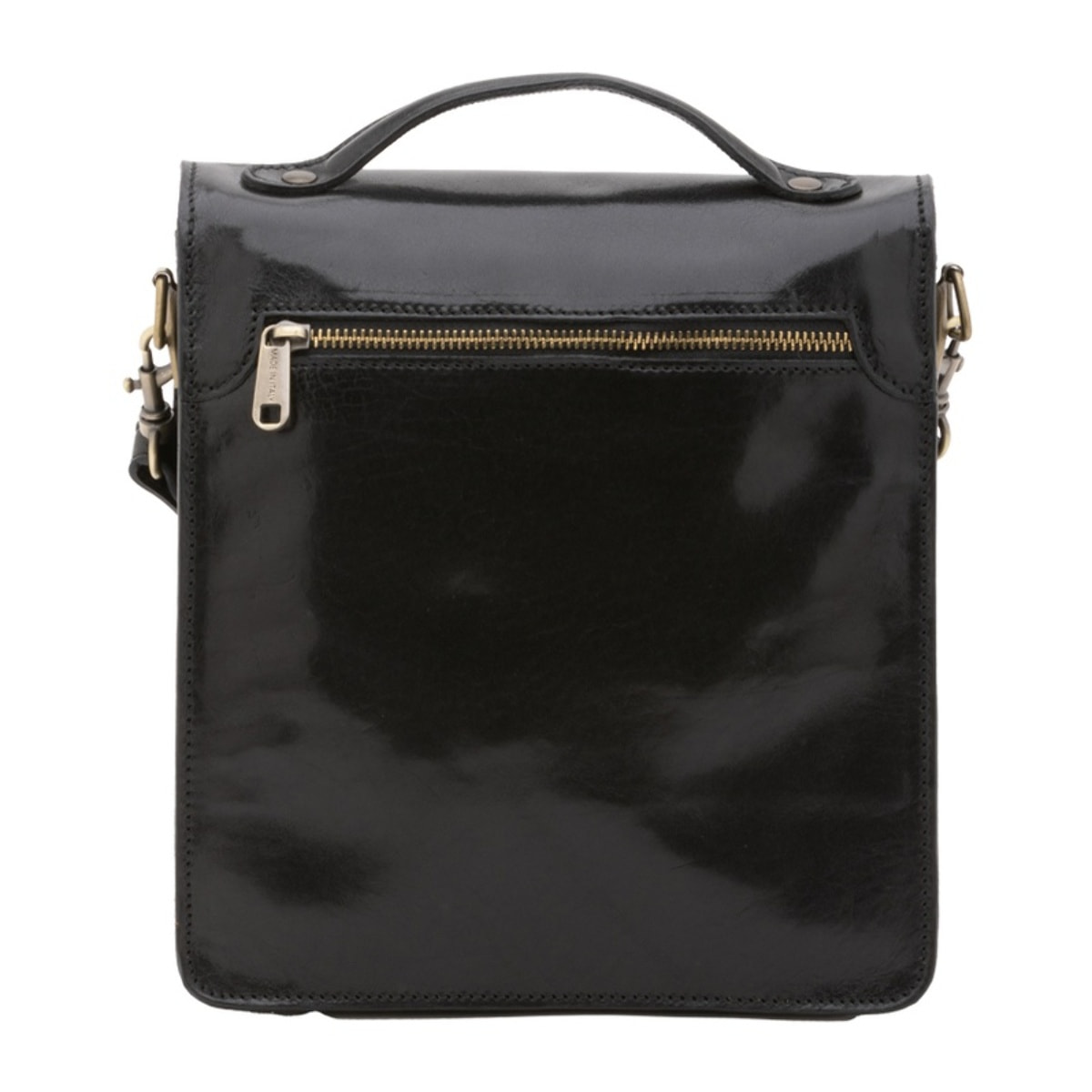 Borsa a tracolla uomo in vera pelle - Modello False - Made in Italy - 26.0 x 23.5 x 9.0 cm