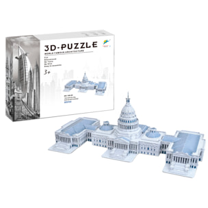 Puzle 3D de cartón del Capitolio en Estados Unidos. 132 piezas.
