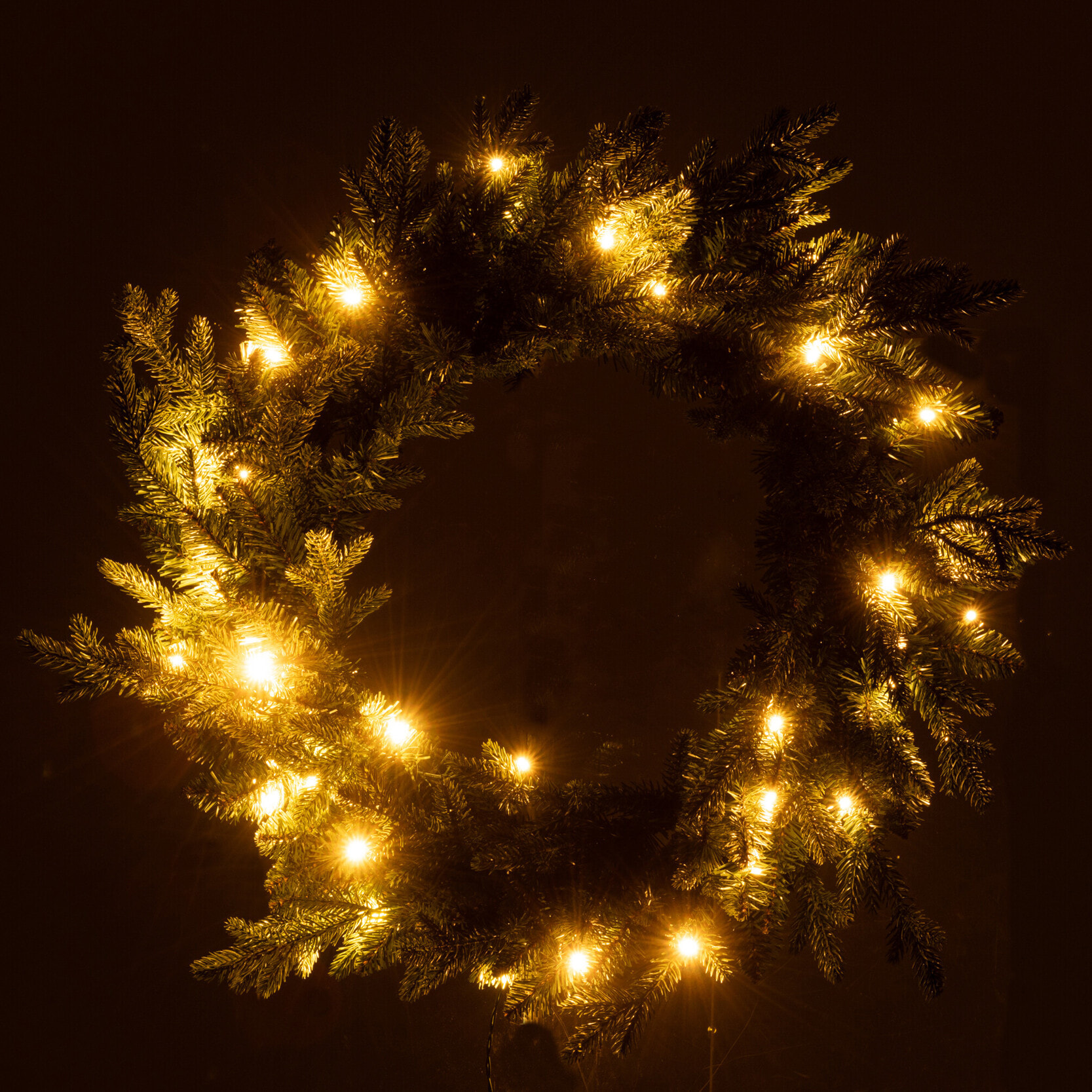 J-Line décoration couronne 20 LED - plastique - vert - large