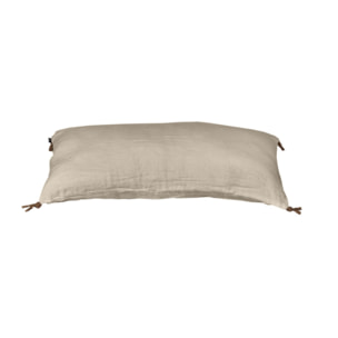 Coussin 55 x 110 cm en lin lavé avec 4 nouettes en jute - SOLINE
