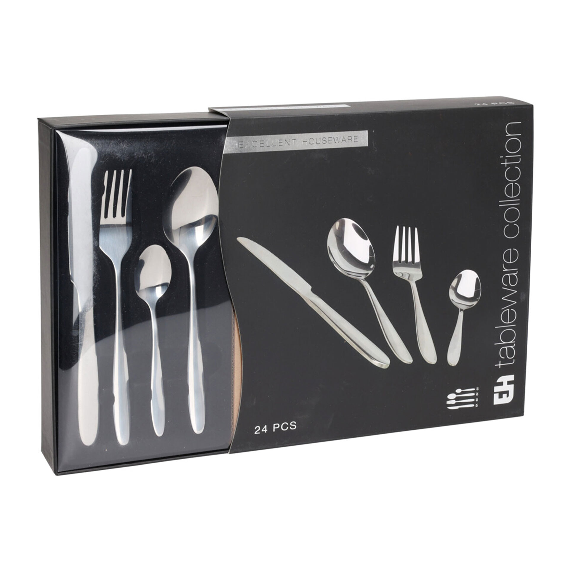 juego de 24 cubiertos de acero inoxidable con revestimiento plata