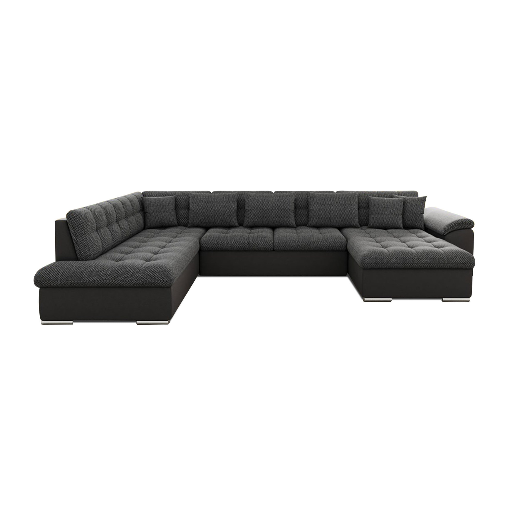 Chuck - canapé panoramique XXL - convertible avec coffre - 7 places - gauche - Noir / Gris