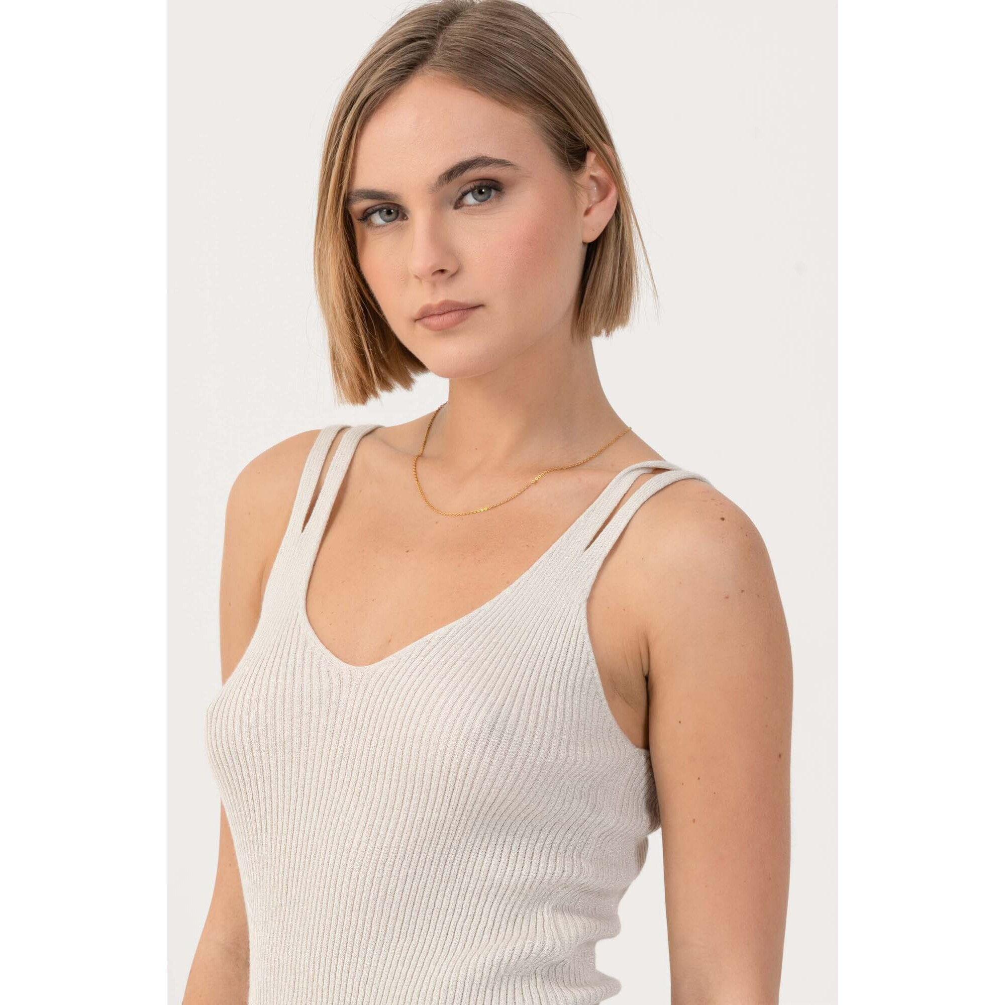 Kocca - Top in maglia lurex Donna, Fantasia, Scollo ampio
