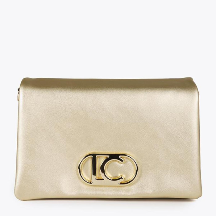 Borsa a tracolla in ecopelle con tre scomparti e patta