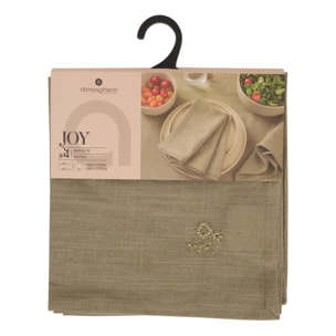 4 serviettes de table Joy 40x40cm vert kaki