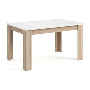 Mesa de comedor extensible en roble canadian y blanco artik 123-173x75 cm Sira Roble Canadian - Blanco Artik (Blanco Mate)