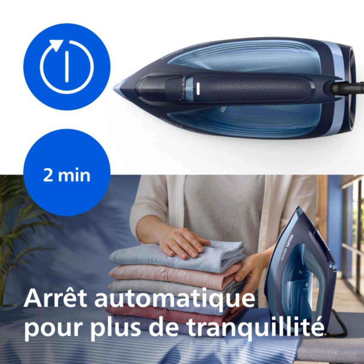 Fer à repasser PHILIPS DST6120/20 fer à vapeur Série 6000 Bleu/Noir, 2600W