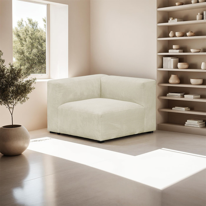 Chauffeuse d'angle à droite modulable en velours côtelé - MODULO