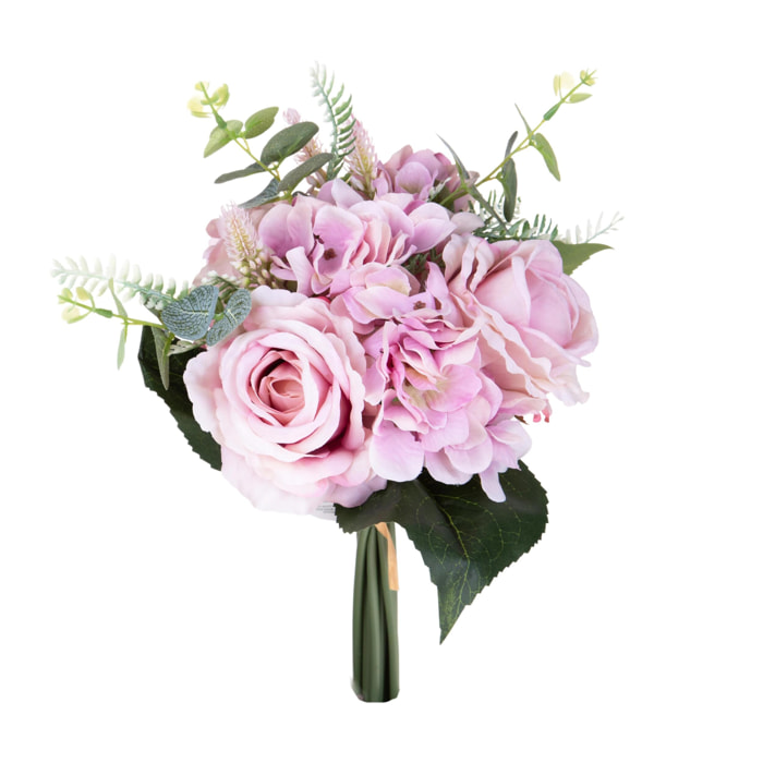 Bouquet Rose E Ortensie - Pezzi 4 - Colore: Rosa - 18xH32x18cm - Bianchi Dino -