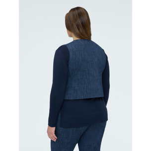 Fiorella Rubino - Gilet in Punto Milano con bottoni - Blu