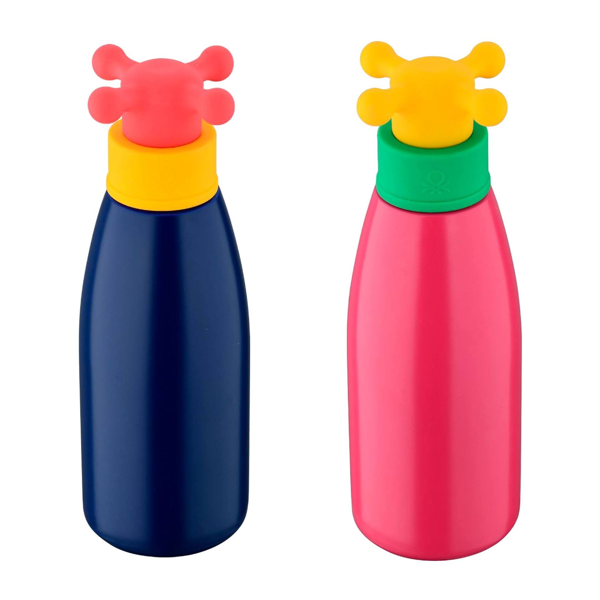 Set de 2 botellas de agua azul+rosa rainbow de 500ml en acero inoxidable