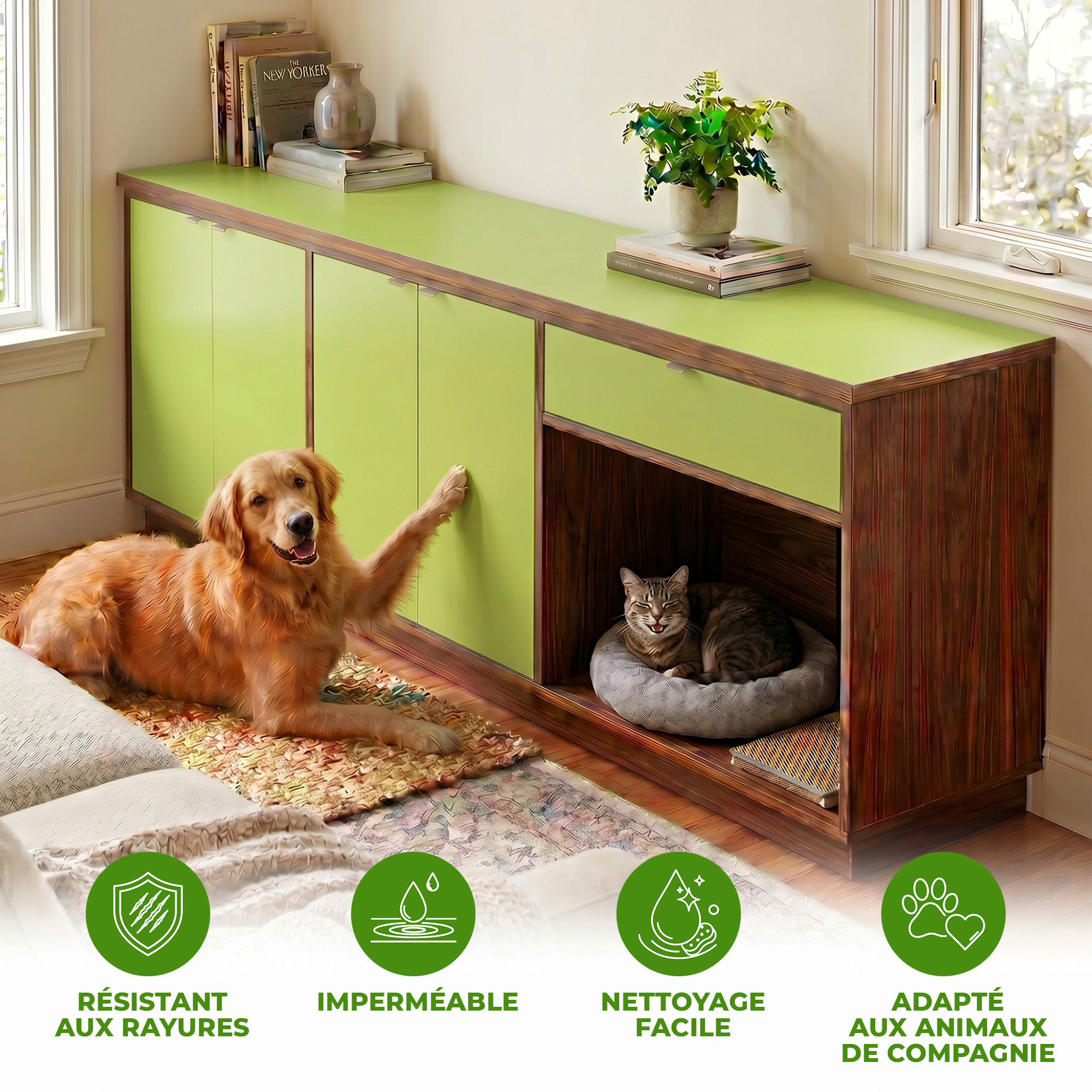 Rouleau adhésif décoratif Vinyle au Mètre - Vert pastel - Sticker Lavable Imperméable Mur Cuisine Meubles