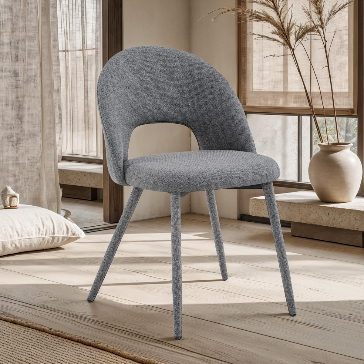 Lot de 4 chaises de salle à manger Tomasucci SELMA, en tissu, gris, 54 × 51 × 79 cm