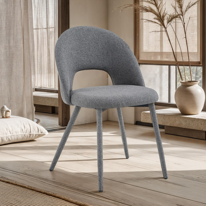 Lot de 4 chaises de salle à manger Tomasucci SELMA, en tissu, gris, 54 × 51 × 79 cm