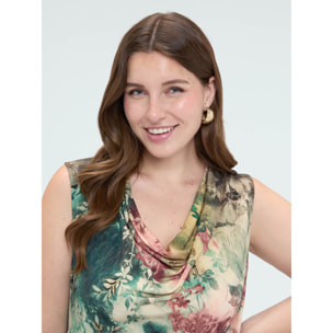 Fiorella Rubino - Vestido largo acampanado con estampado - Verde