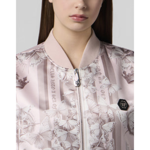 PHILIPP PLEIN Oversized Satin Bomber Butterfly Tattoo