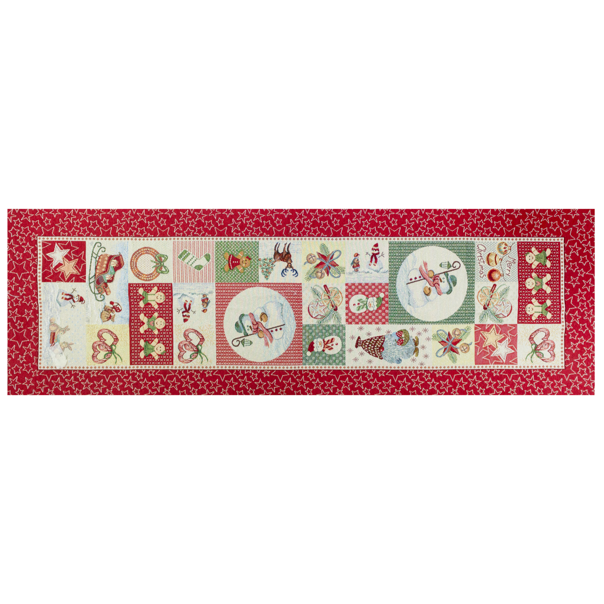 Runner Natalizio 40x140 cm Christmas Patchwork Gobelin Jacquard
