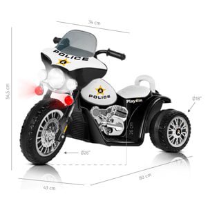 Moto eléctrica de policía POLICE NEGRA triciclo infantil 6V +2 años