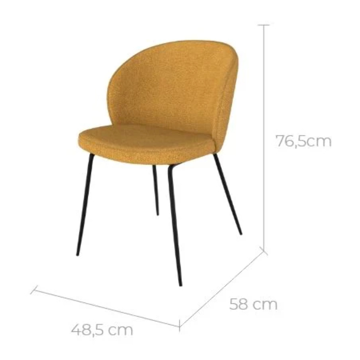 Lot de 2 chaises jaunes en tissu bouclette et pied en métal - Groom